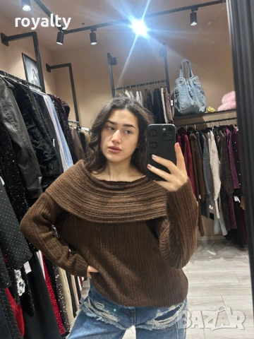 Кафява Дамска Блуза Пуловер Нова , снимка 2 - Блузи с дълъг ръкав и пуловери - 53312720