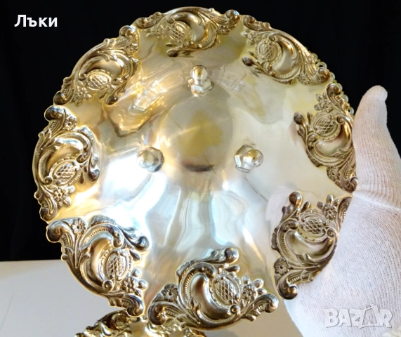 Посребрена фруктиера,позлата,приказни барокови орнаменти. , снимка 4 - Антикварни и старинни предмети - 52817580