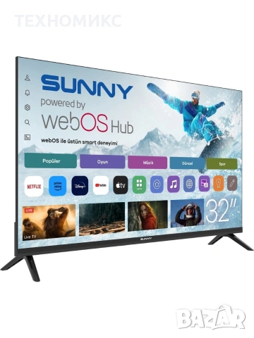 Телевизор Sunny – 32" LED Smart TV с WebOS, Wi-Fi и DVB - T2/C/S2