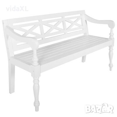 vidaXL Пейка Батавия, 123 см, махагон масив, бяла(SKU:337077, снимка 1 - Градински мебели, декорация  - 45276730