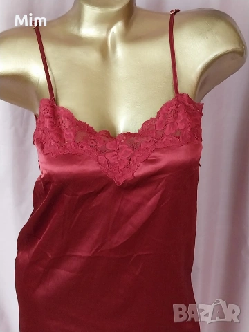 Н&М XS /M Червена сатенена нощница , снимка 2 - Нощници - 53741843