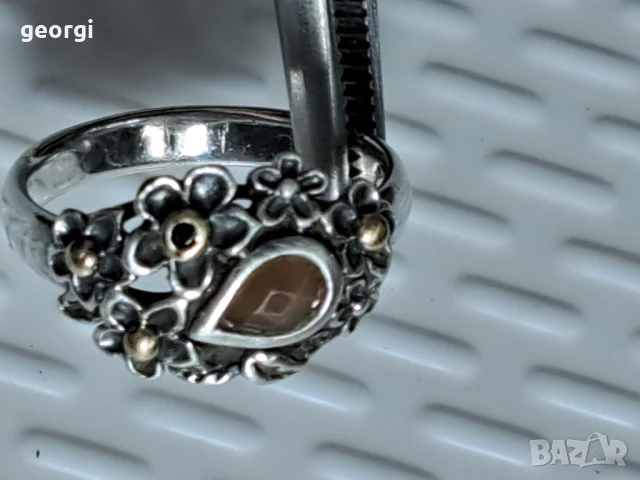 пръстен Пандора с лунен камък и злато , снимка 7 - Пръстени - 51160272