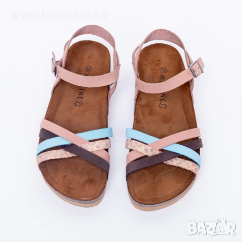 🥁 Намаление - Цветни дамски сандали от естествен набук | Марка Tuasolea, снимка 1