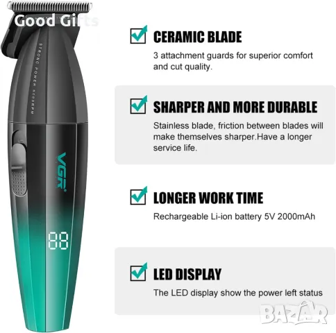 Машинка за подстригване VGR V-906 – Салонна мощ и стил у дома!, снимка 2 - Машинки за подстригване - 50392618