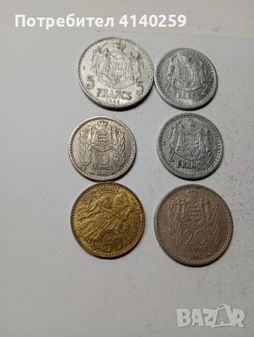 МОНАКО МОНЕТИ голям лот 20 франка 1947 г 10 франка 1946 г 100 франка 1956 г , снимка 2 - Нумизматика и бонистика - 51973606