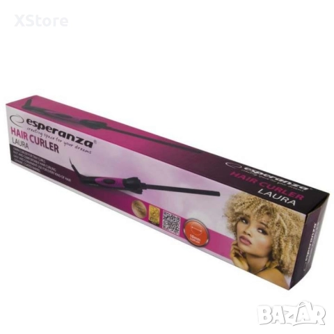 Маша за коса Laura, 10 мм, 360° кабел, керамично покритие, черен/розов, снимка 3 - Маши за коса - 52594925