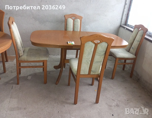 Комплект масивна разтегателна маса с 4 стола
