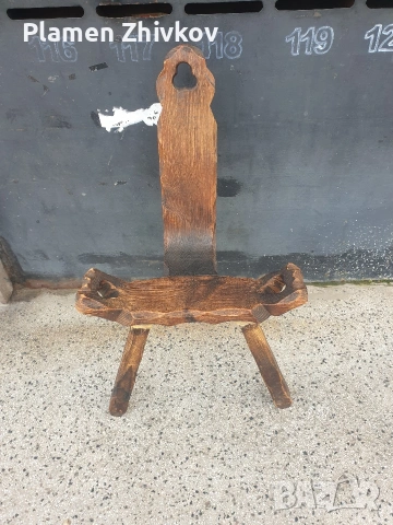 Трикрако дървено столче Много красива майсторска изработка ., снимка 5 - Декорация за дома - 53411308