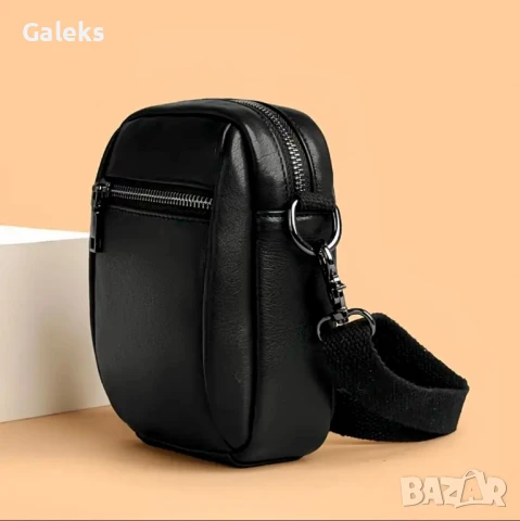 Малка, Компактна Лятно/ваканционна чантичка с презрамки (Черна естествена кожа), снимка 4 - Чанти - 51029353