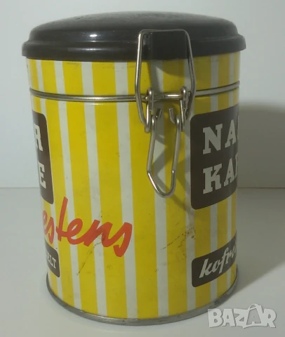 Ретро кутия Naber Kaffee метална цилиндрична, снимка 4 - Антикварни и старинни предмети - 51076118
