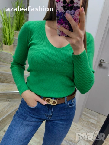 Зелен дамски пуловер