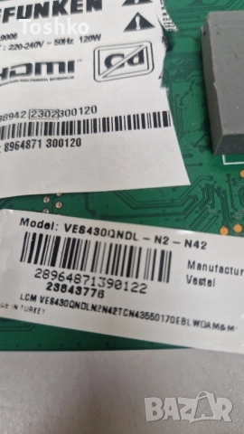 TELEFUNKEN 43UA9006 MAIN 17MB185 POWER 17IPS72 TCON 6870C-0805A PANEL VES315QNDL-N2-N42, снимка 4 - Части и Платки - 52078194