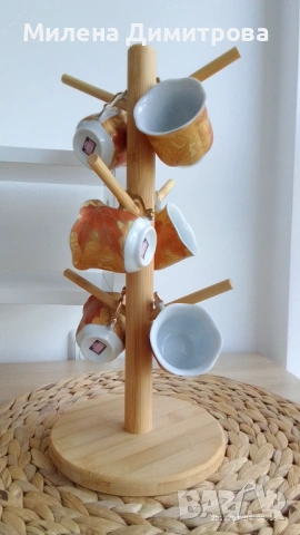 Бамбукова поставка за чаши, снимка 2 - Други стоки за дома - 53050908