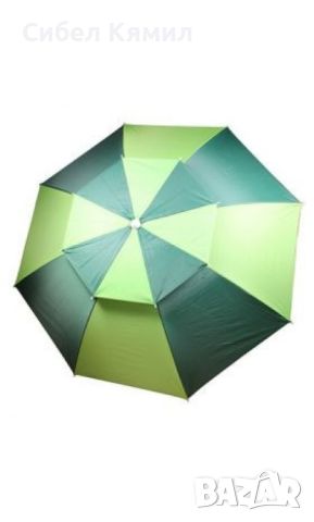 Двуцветен кръгъл плажен чадър Muhler, снимка 2 - Градински мебели, декорация  - 46440540