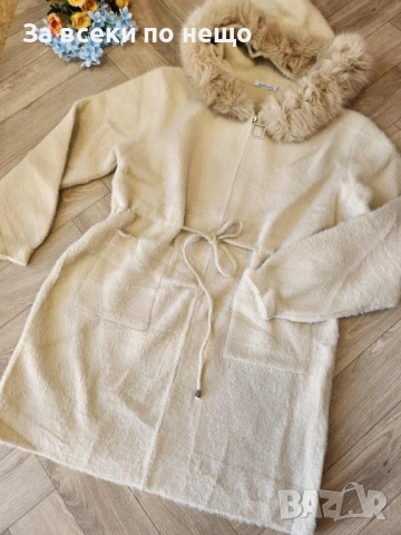 Дамска Кашмирена Жилетка С Качулка С Пух - 3 Налични Цвята Код I_193, снимка 3 - Жилетки - 52268394