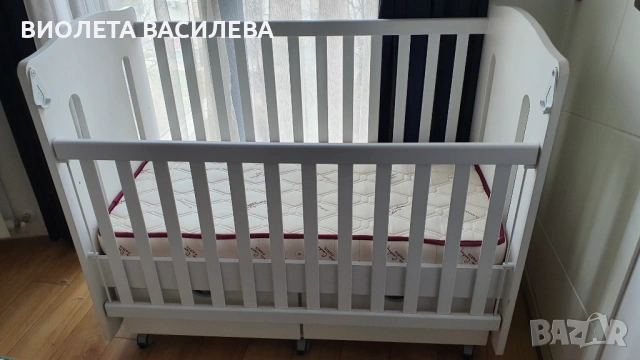 Бебешка кошара от МДФ Felicio + матрак Pierre Cardin, снимка 6 - Кошарки - 53140919