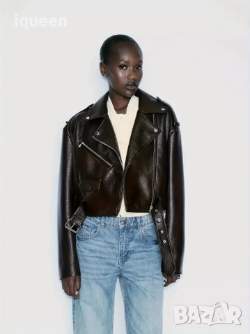 Zara кожено яке, снимка 2 - Якета - 52726068
