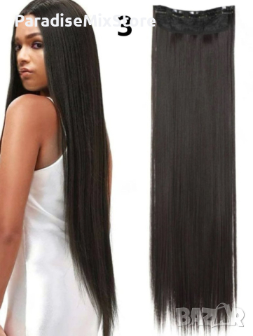 Качествена дълга коса/ цял екстеншън за по-голям обем и дължина на косата 100гр, дължина 60см, снимка 3 - Аксесоари за коса - 44960181