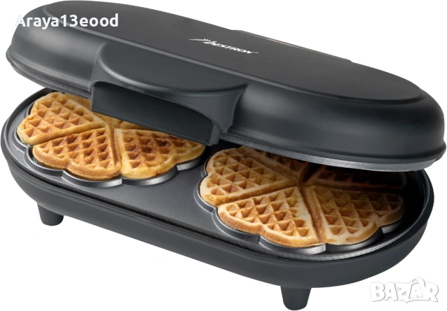 Bestron ADWM1000BL Двоен гофретник 1200 W с незалепващо покритие, черен, снимка 3 - Гофретници - 53828114