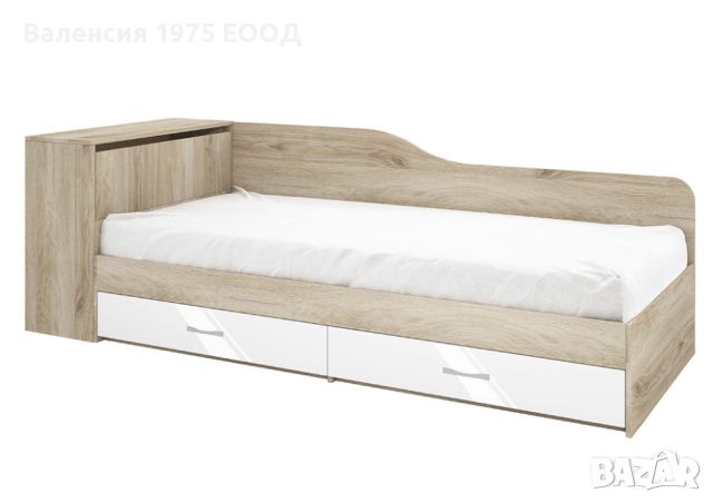 Легло с чекмеджета Сити 2005 бяло/ арвен, снимка 1 - Спални и легла - 46460014