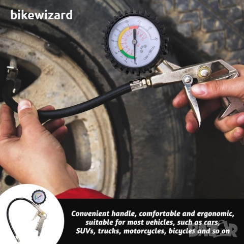 Манометър за гуми 220PSI 0-16 бара НОВО, снимка 2 - Други инструменти - 52566489