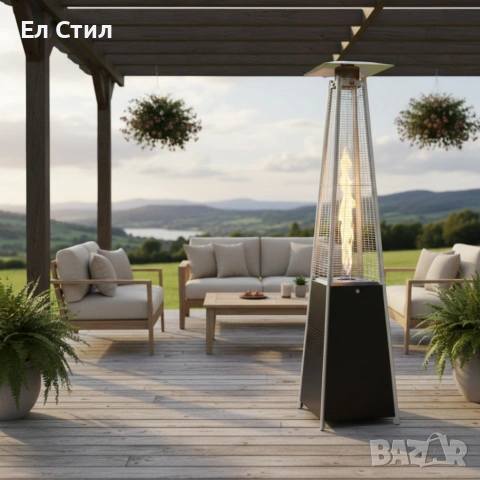 Газов отоплител-чадър 13 kW, 227 см–външен газов отоплител с калъф и защити + маймунка