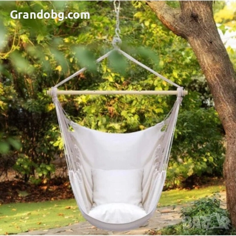 Елегантен XL Стол-хамак до 300кг с две възглавници, аксесоари и страничен джоб, снимка 2 - Столове - 52174605