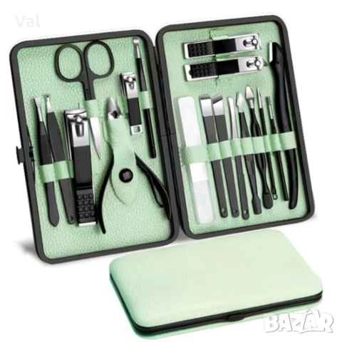 Комплект за маникюр от 18 части в елегантен зелен калъф, снимка 7 - Други - 53892508