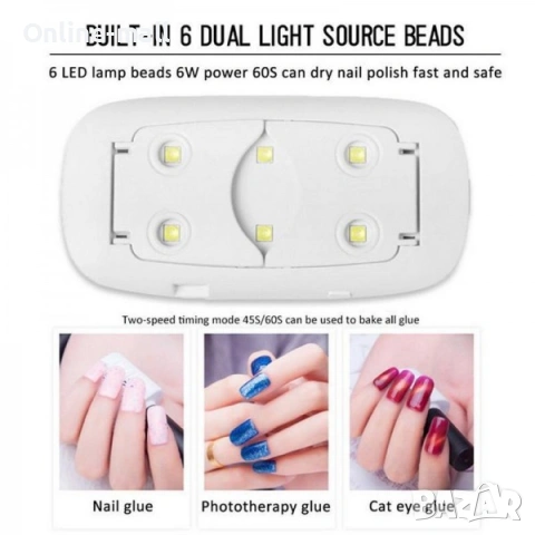 Мини UV/LED Лампа за Маникюр SUN mini – Сгъваема, Портативна и Мощна (6W), снимка 2 - Продукти за маникюр - 53244268