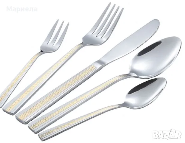Прибори за хранене 30части със златист кант , Нови прибори в кутия Morello, снимка 2 - Прибори за хранене, готвене и сервиране - 49650916