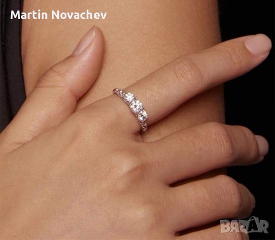 Сребърен пръстен 1.1 карата с мойсанит диамант (сертификати) , снимка 1 - Пръстени - 45293646