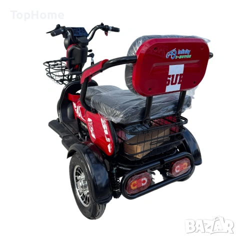 Електрическа Tриместна Tриколка X1 1800W - Червена , снимка 2 - Мотоциклети и мототехника - 42278185