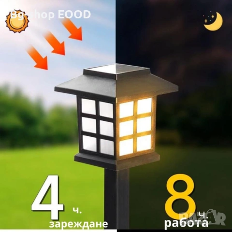 6 броя соларни лампи за градина тип къщичка LED осветление за двор пътеки и тераса, снимка 8 - Соларни лампи - 54188753