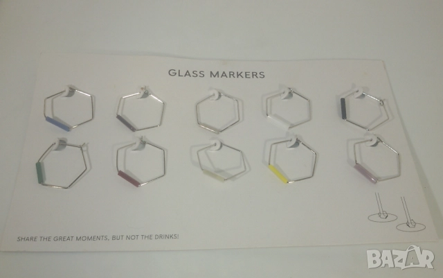 Маркери за чаши; glass markers, 10 броя, снимка 2 - Други стоки за дома - 51778509