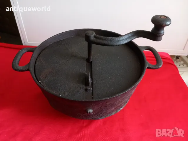 19 Век Стар Чугунен Съд за Печене На КАФЕ 19Век