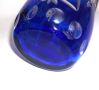 Голяма кобалтово синя кристална ваза, "cut to clear". Височина 26,5 см, диаметър при отвора 17 см., снимка 5
