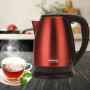 Електрическа кана, 1800W, 1.8л., Корпус неръжд. стомана, S/S, Инокс/Черен, Червен металик, снимка 1