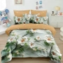 Флорален спален комплект с ластик 100% памук 200x230 / 180x200, снимка 12