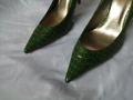 № 40 дамски обувки на висок ток имитация на крокодилска кожа в зелен цвят CATWALK, снимка 4