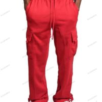 Мъжки едноцветни карго панталони с много джобове и свободна кройка, 4цвята , снимка 14 - Панталони - 45659237