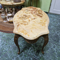 Уникална антикварна френска бронзова маса с плот от оникс , снимка 3 - Антикварни и старинни предмети - 44967576