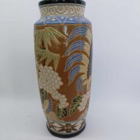Стара керамична ваза с птици, 28 см, снимка 4 - Вази - 45367317
