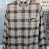 Jack Wolfskin Men`s Beige/Black Long Sleeve Checked Shirt -мъжка  риза за спорт и туризъм размер XL , снимка 1 - Ризи - 45264813