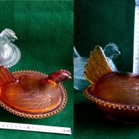 Стъклена Кокошка върху гнездо, снимка 7 - Антикварни и старинни предмети - 45284739