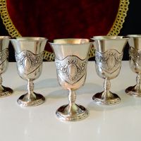 Посребрени медни чаши,рози,орнаменти. , снимка 6 - Антикварни и старинни предмети - 45494466