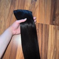 Естествена коса в тъмно кестеняво към черно, тъмнокестенява треса / екстеншън, снимка 2 - Аксесоари за коса - 45852569