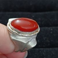 Красив сребърен мъжки  пръстен с кехлибар , снимка 6 - Пръстени - 45455742