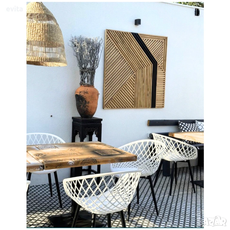 🌿 Ръчно изработено дървено пано за стена, артистичен интериорен акцент, снимка 1