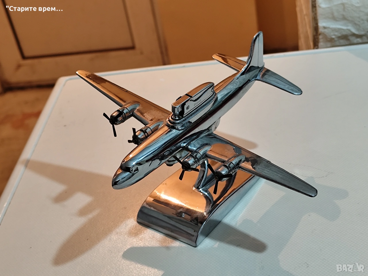 Настолна Запалка Хромиран Самолет., снимка 1