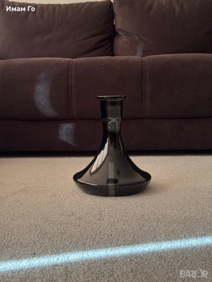 Черна стъклена ваза за наргиле ~45 мм гърловина – аксесоар за shisha / hookah, снимка 1